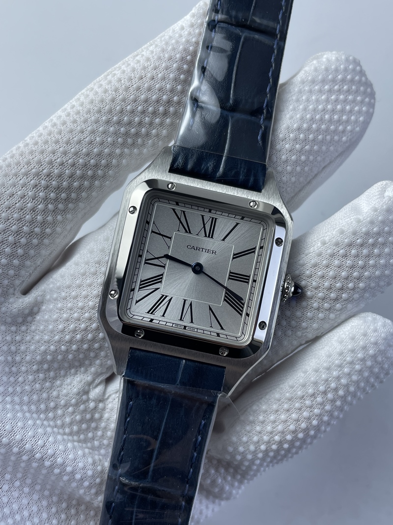 (준비완료/특급배송)NO.2297/AF공장 산토스31MM 실버다이얼 블루악어가죽스트랩